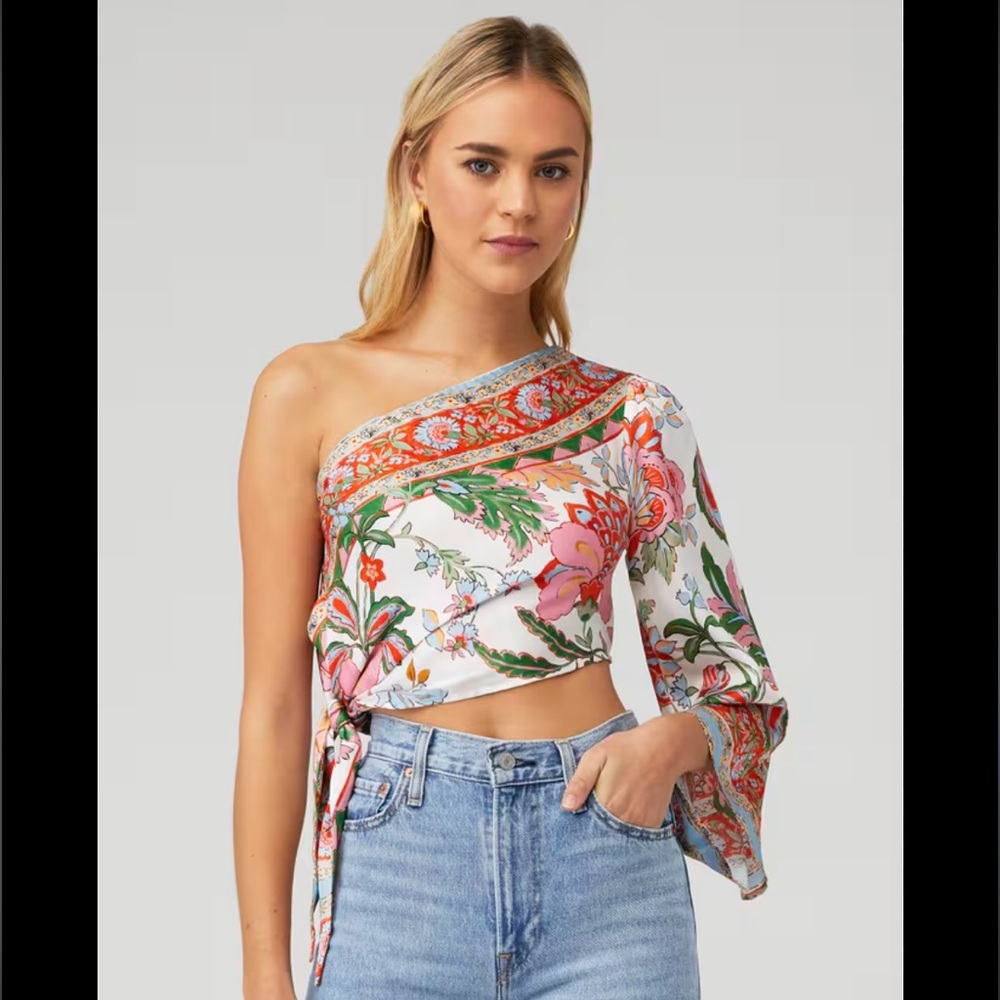 NWOT Misa Los Angeles Multicolor One-Shoulder Blouse